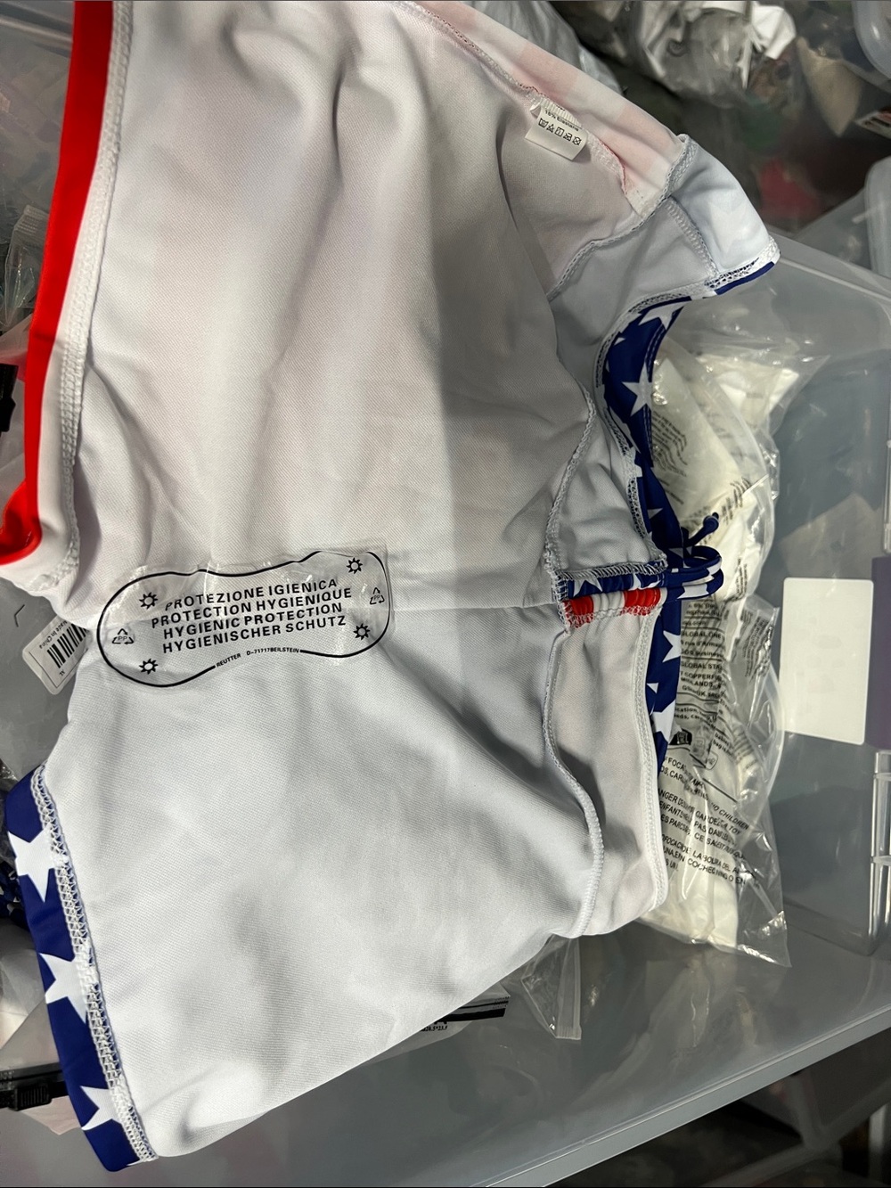 American Flag Stars Stripes High Waisted Shorts Bikini Set - Picture 6 of 10